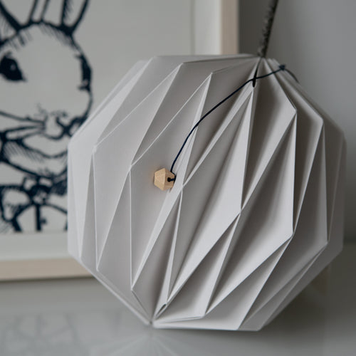 Hand folded Paper Light in Pale Grey