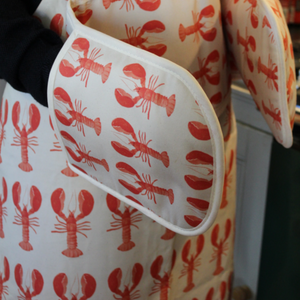Designed In Cornwall. Made in England. Lobster Oven Gloves by Rebecca Rickards Designs