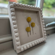 Load image into Gallery viewer, Decorative bobbin box frame with yellow floral pins on a windowsill