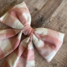 Load image into Gallery viewer, Large Handmade Bow in Pink Gingham
