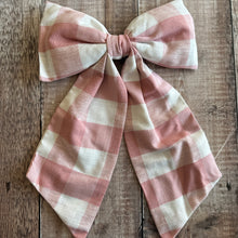 Load image into Gallery viewer, Large Handmade Pink Gingham Bow