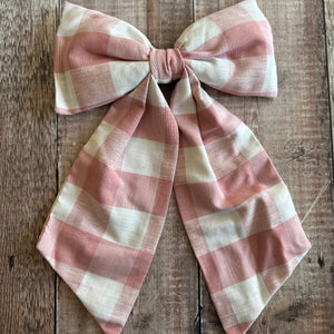 Large Handmade Pink Gingham Bow