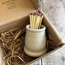 Load image into Gallery viewer, Handmade stoneware matchpot in gift box with extra strike pads