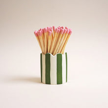 Load image into Gallery viewer, Scalloped Match Striker  - Olive Green with Pink Matches
