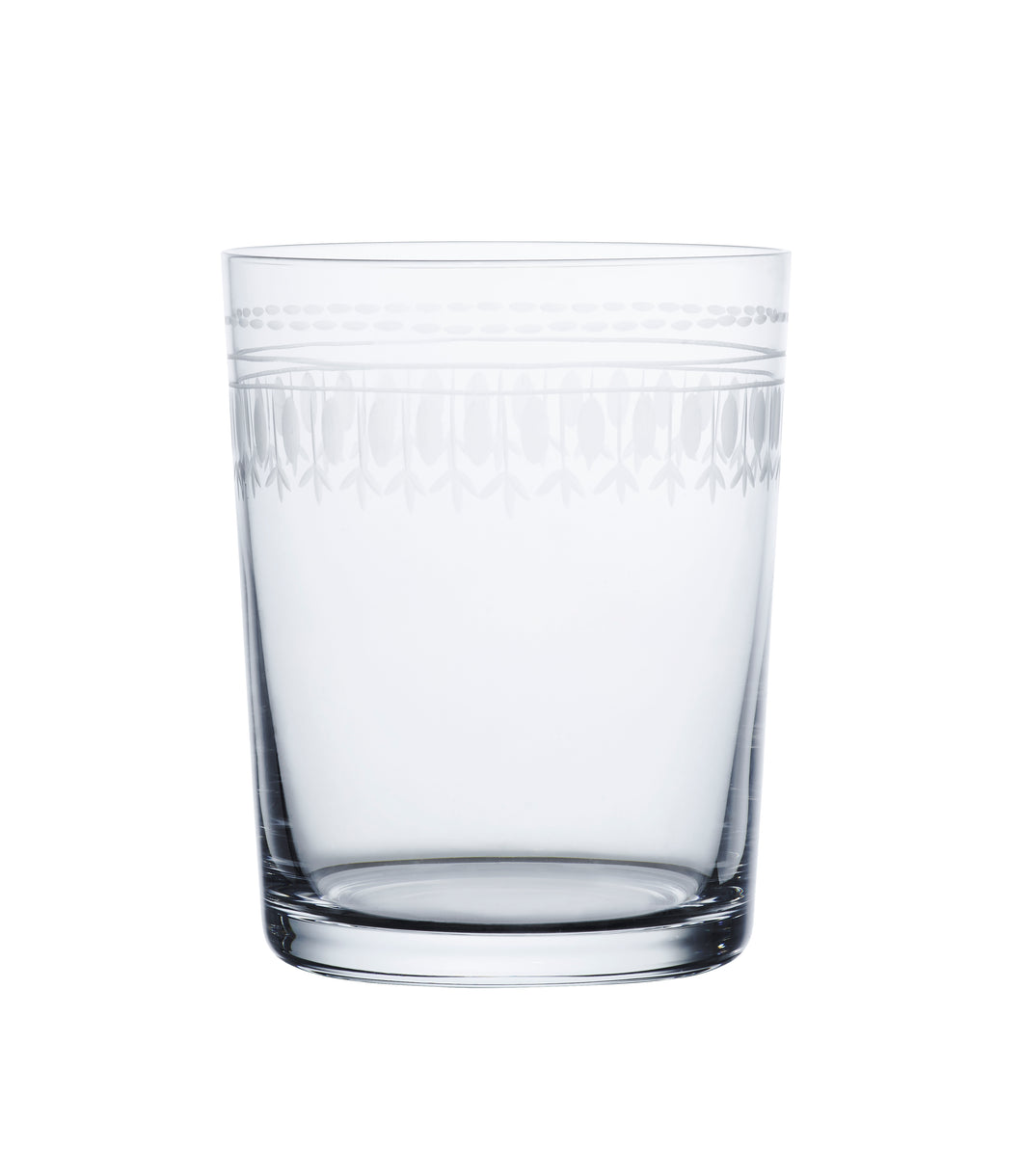 Hand-blown & Hand Engraved Crystal Large Tumblers - A Set of Four - Ovals Pattern