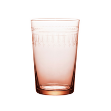 Load image into Gallery viewer, Hand Blown and Hand Engraved Rose Glass Tumbler in Ovals Design - The Vintage List