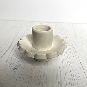 A Handmade Scalloped Candle Holder made by Sea Bramble Ceramics