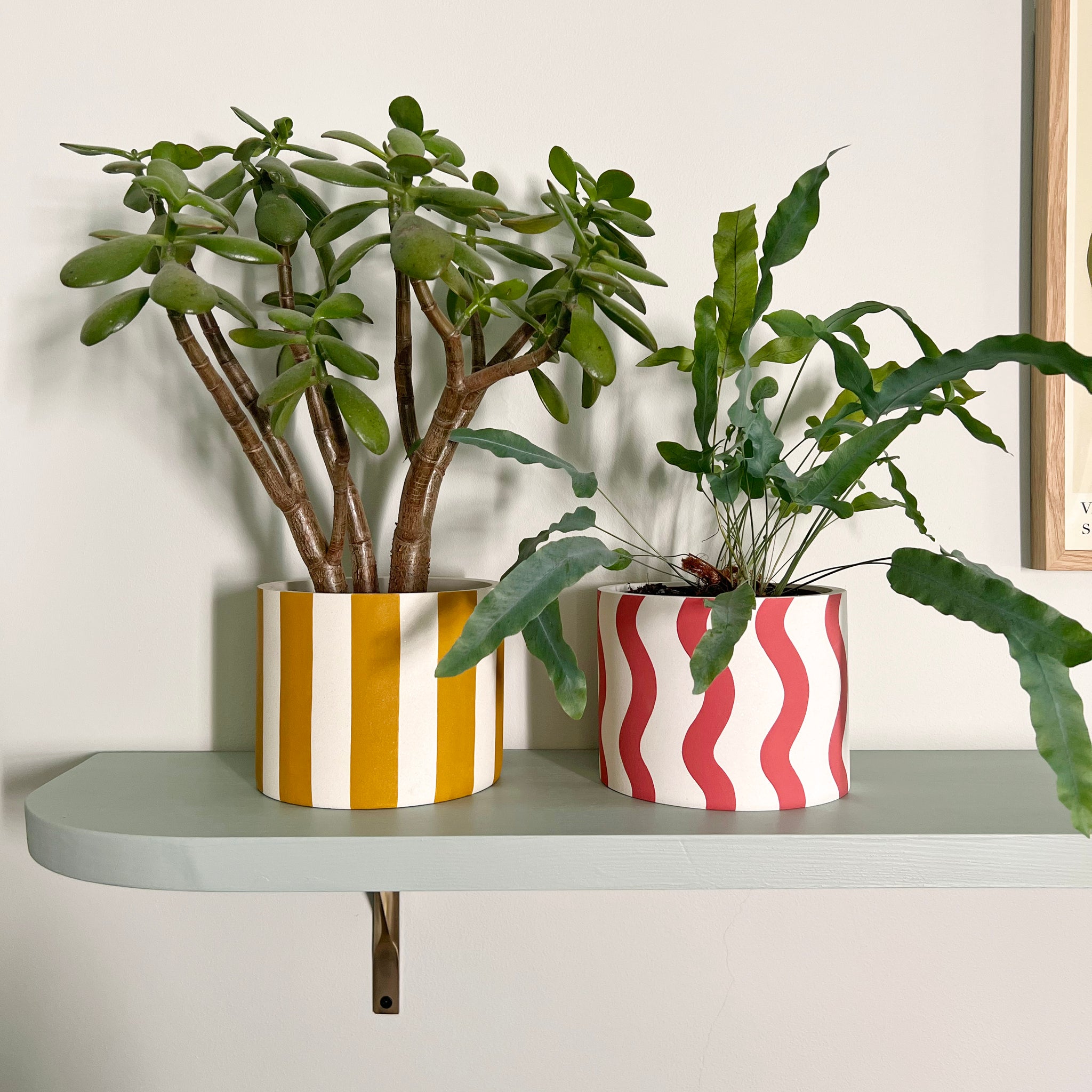 striped plant pot Large Jesmonite Plant Pot