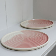Load image into Gallery viewer, A pair of handmade mini cake plates with a beautiful pink glaze