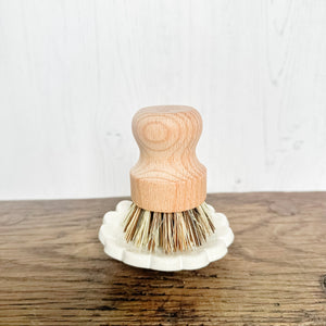 Handmade ceramic scalloped pot brush stand