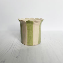 Load image into Gallery viewer, The Handmade sage green daisy scalloped planter from Sea Bramble Ceramics