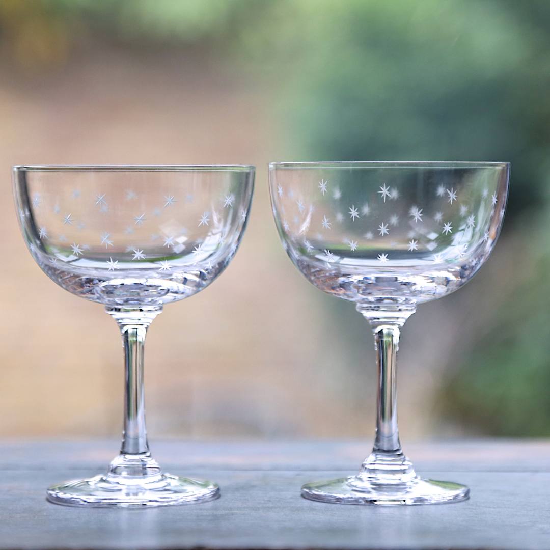 Etched online champagne saucers