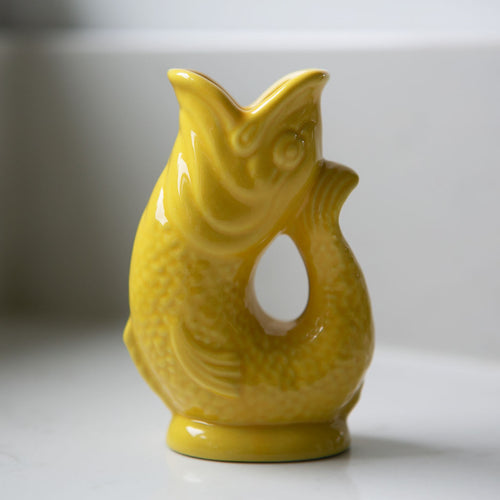 Mini Gluggle Jug in Yellow & Grey