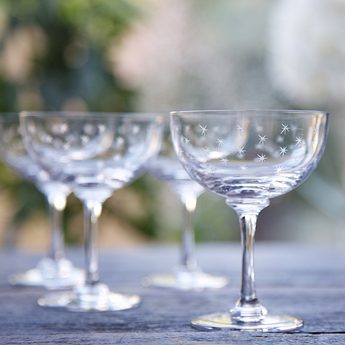 A Set of Six Champagne Saucers - Stars - The Vintage List