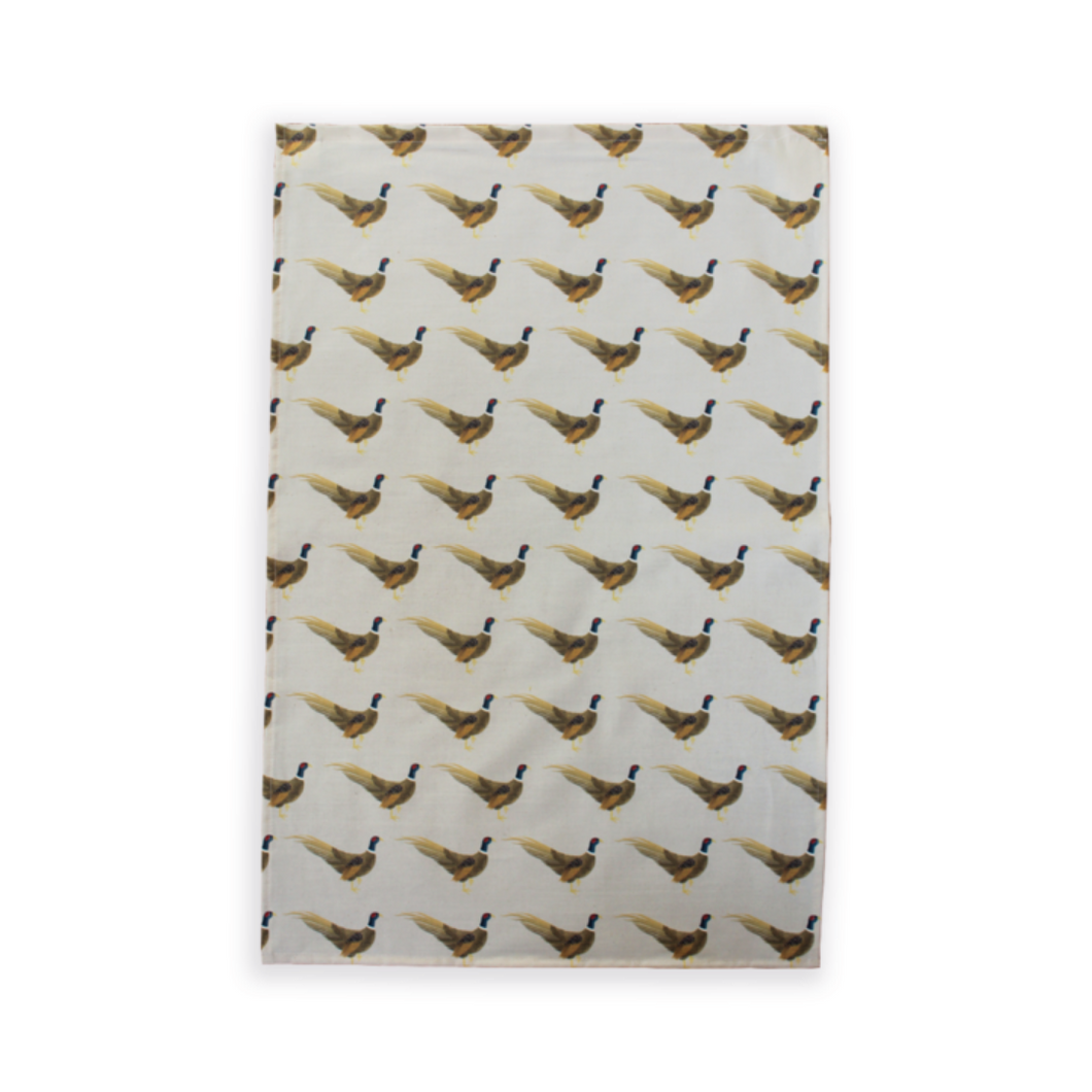Pheasant tea towel designed and made by Rebecca Rickards Design