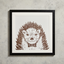 Load image into Gallery viewer, Arthur Hedgehog is an original print from the woodland creature series by Herefordshire Interior &amp; Textile Designer Jan Jay Design.