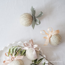 Load image into Gallery viewer, Handmade Book Paper Bauble with Sage Green Ribbon