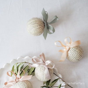 Handmade Book Paper Bauble with Sage Green Ribbon