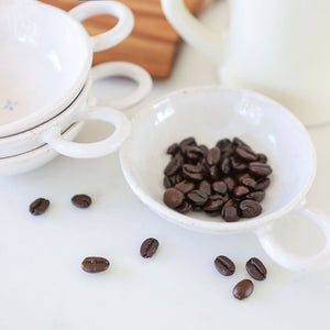 Handmade ceramic scoop for coffee beans