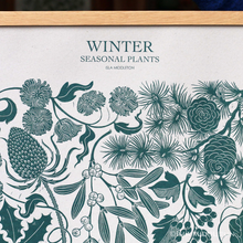 Load image into Gallery viewer, A close up detail of the winter seasonal botanical illustration by isla middleton