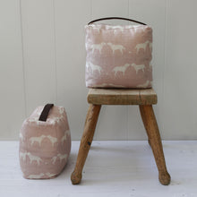 Load image into Gallery viewer, Handmade Olive &amp; Daisy doorstops in Pink Olive &amp; Daisy linen