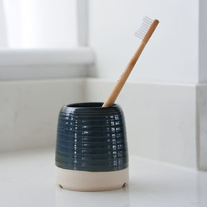 Handmade Toothbrush Pot by Claire Folkes Ceramics  in a Navy Glaze - Exclusive to Rhubarb & Hare