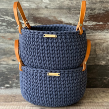 Load image into Gallery viewer, Handmade Baskets with Leather Handles  - Classic Style Size One - Denim