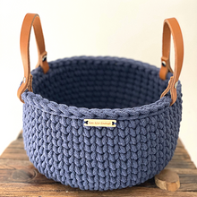 Load image into Gallery viewer, Handmade Baskets with Leather Handles  - Classic Style Size One - Denim