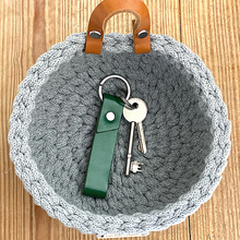 Load image into Gallery viewer, Keys in the handmade crochet basket by kate Keller Handmade