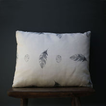 Load image into Gallery viewer, Handmade Oblong Cushion in Peony &amp; Sage&#39;s Bamburgh Feather and Egg Swedish Grey