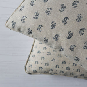 Handmade Oblong Cushions from Olive & Daisy using their Storm Blue Indian Summer & Anneli Linens