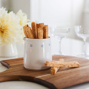 Handmade Ceramic Pourer Filled with Cheese Straws