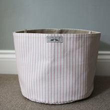 Load image into Gallery viewer, Handmade children&#39;s storage tidy in candy stripe pink.