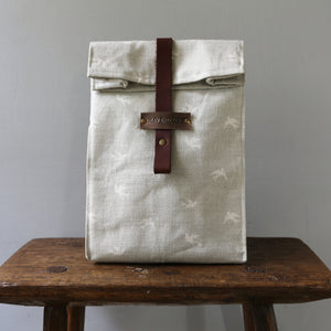 Olive & Daisy Luxury Roll Top Washbag in Dove Grey with Leather Strap