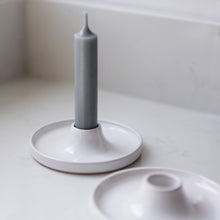 Load image into Gallery viewer, Handmade ceramic candle holder in a white glaze.  