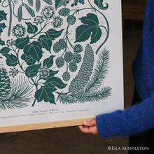 Load image into Gallery viewer, the bottom detail of the winter seasonal botanical illustration by isla middleton